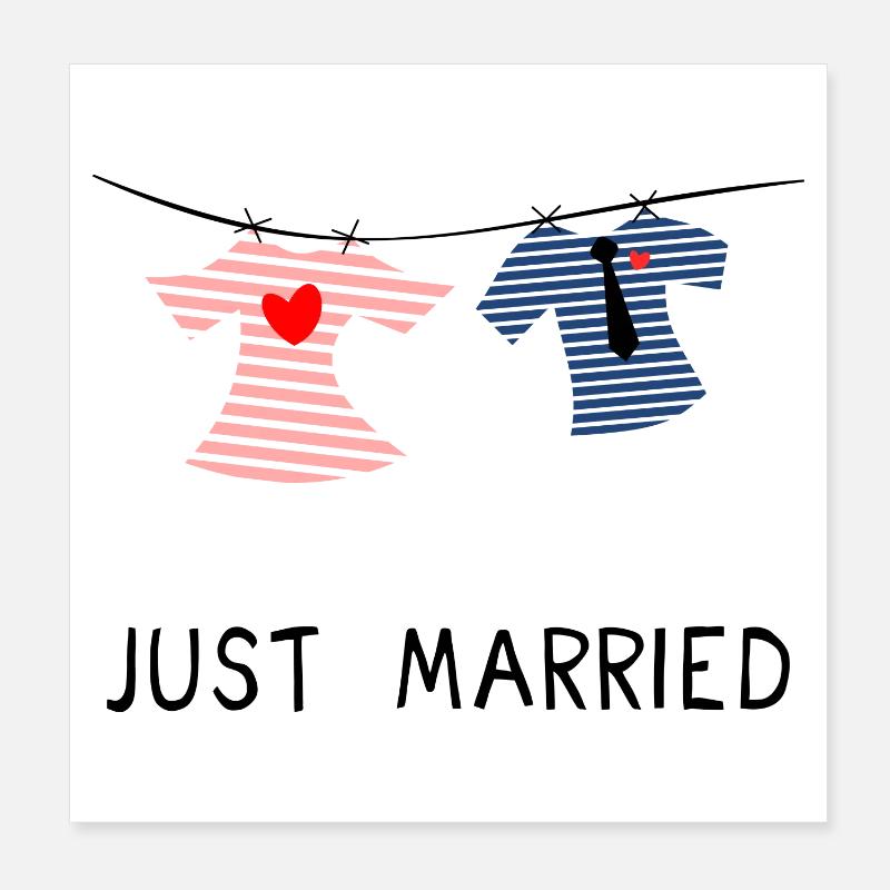 JUST MARRIED. EVJF. SAINT VALENTIN. COUPLE Poster 20 x 20 cm