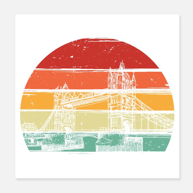 Cercle de coucher de soleil rétro Poster 20 x 20 cm