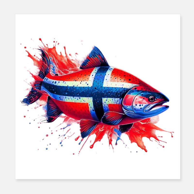 Norwegian Salmon Poster 8" x 8" (20x20 cm)