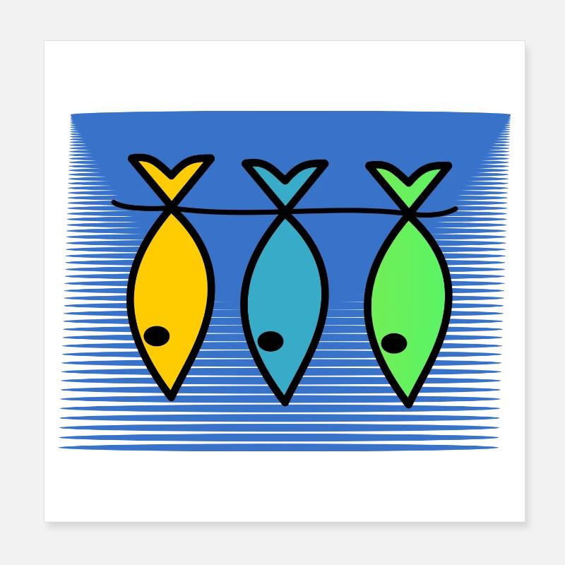 POISSON. SARDINE. POISSON D'AVRIL. MER. OCÉAN Poster 20 x 20 cm