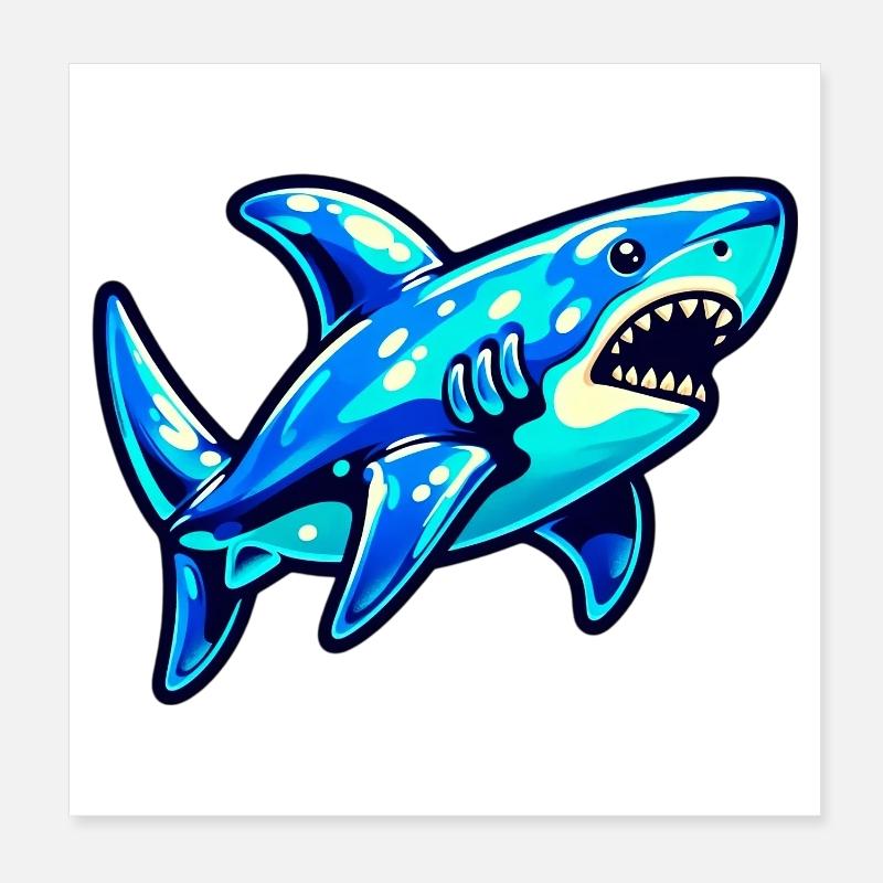 Shark Poster 8" x 8" (20x20 cm)