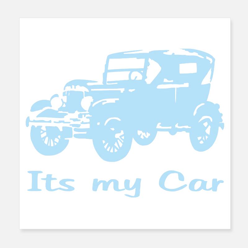 Oldtimer motiv mit Schrift - Poster 20x20 cm - Weiß