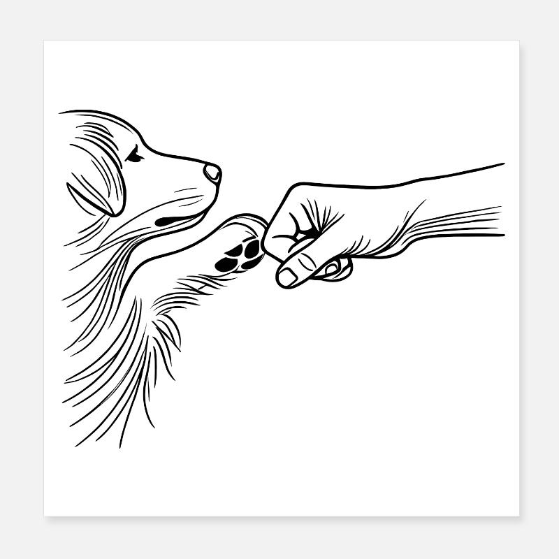 Hund und Mensch Bindung Fauststoß Bester Freund - Poster 20x20 cm - Weiß