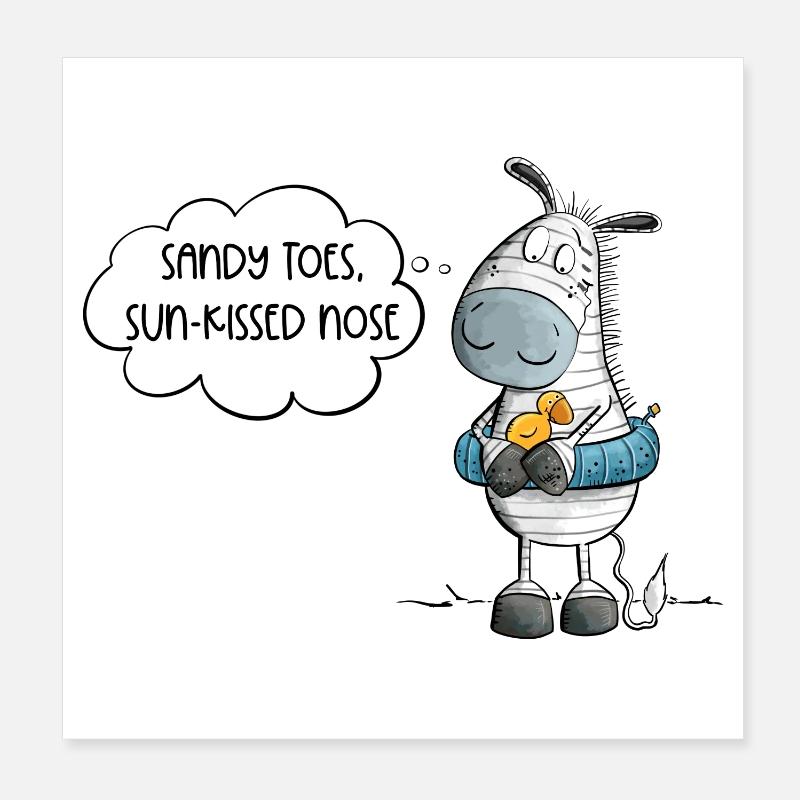 Zebra Sommer Strand Spruch Poster 20x20 cm