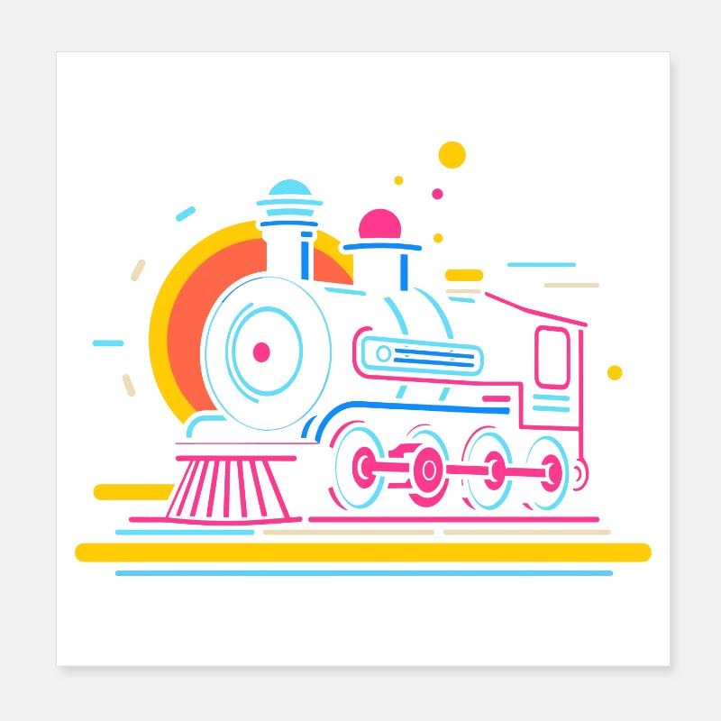 Caricature ferroviaire Poster 20 x 20 cm