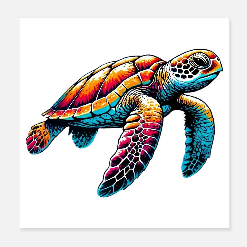Turtle Poster 8" x 8" (20x20 cm)