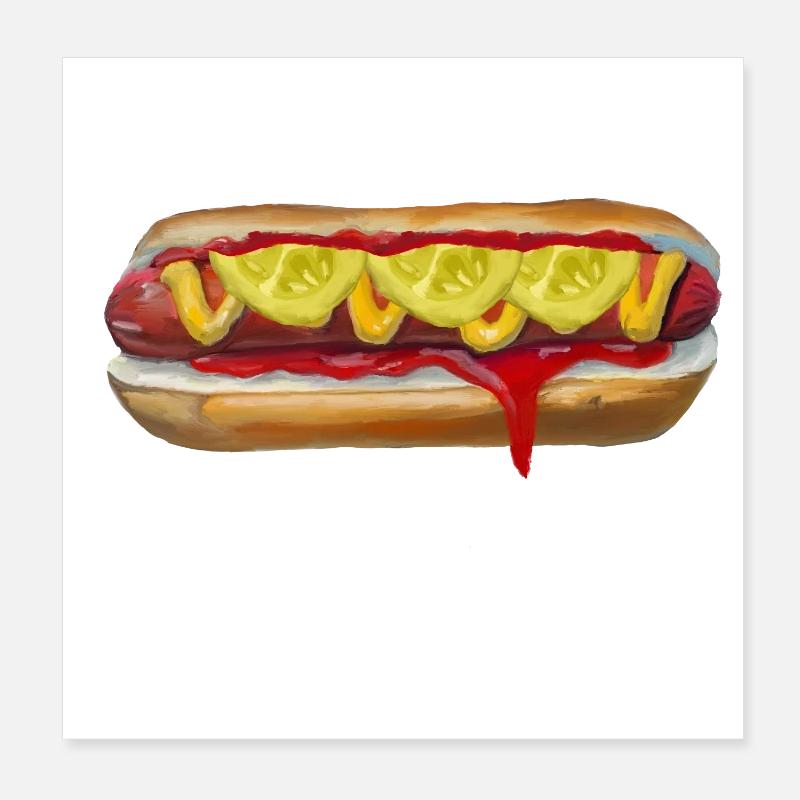 Farbexplosiver Hotdog Malerei Poster 20x20 cm