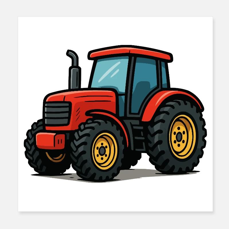 Tracteur Bande dessinée Poster 20 x 20 cm