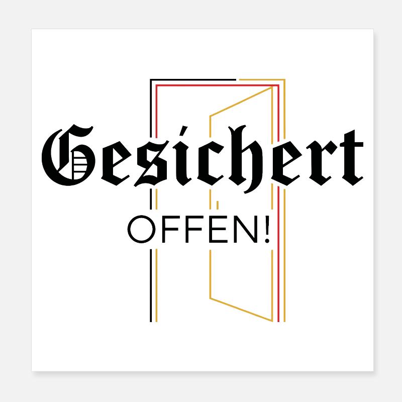 Gesichert Offen! Statement  Poster 20x20 cm