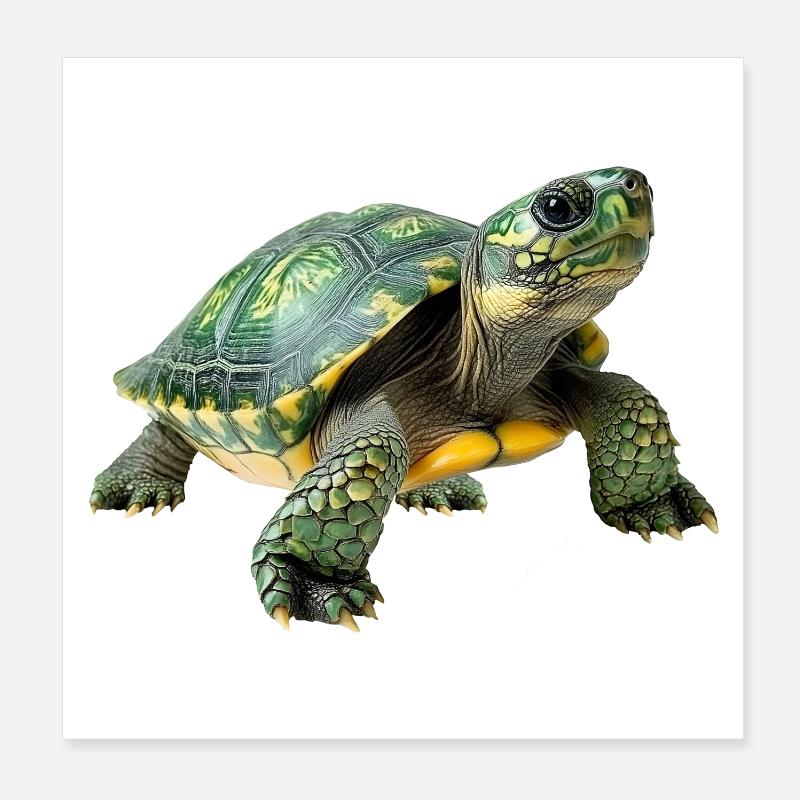 Grün Gelb Schildkröte Muster Poster 20x20 cm
