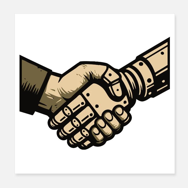 Handshake between man and machine Poster 8" x 8" (20x20 cm)