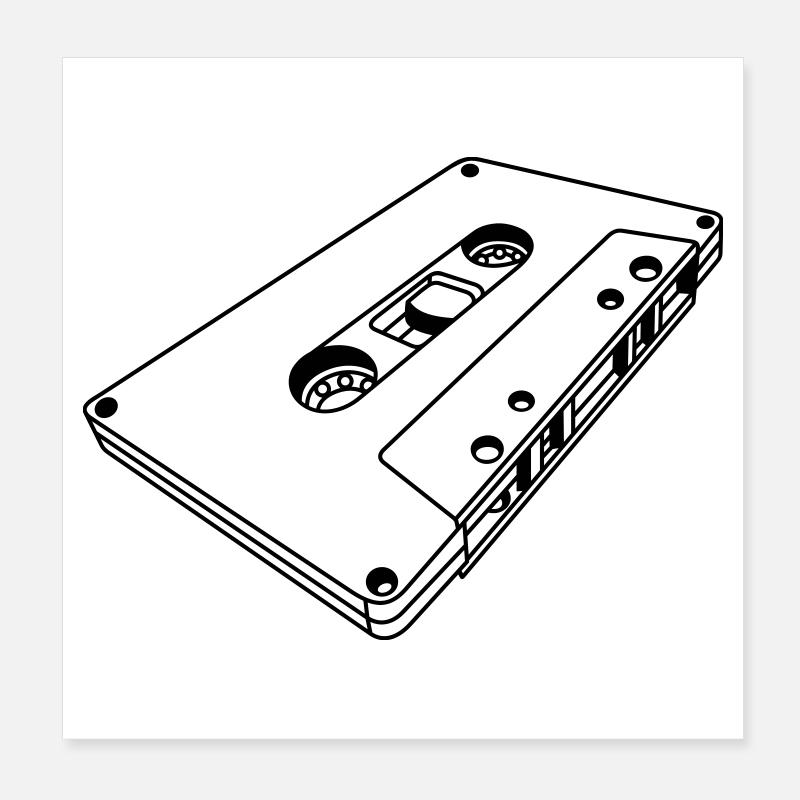 Cassette Oblique Retro – Music Mixtape Design Poster 20 x 20 cm