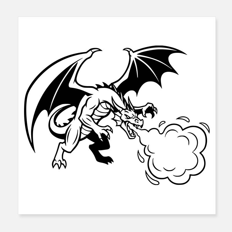 Drache_Drachen_Feuer_Gaming_Vektor Poster 8" x 8" (20x20 cm)