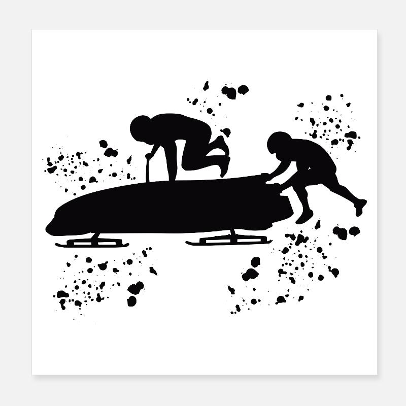 Bobfahrer Bobschlitten Zweierbob Poster 20x20 cm