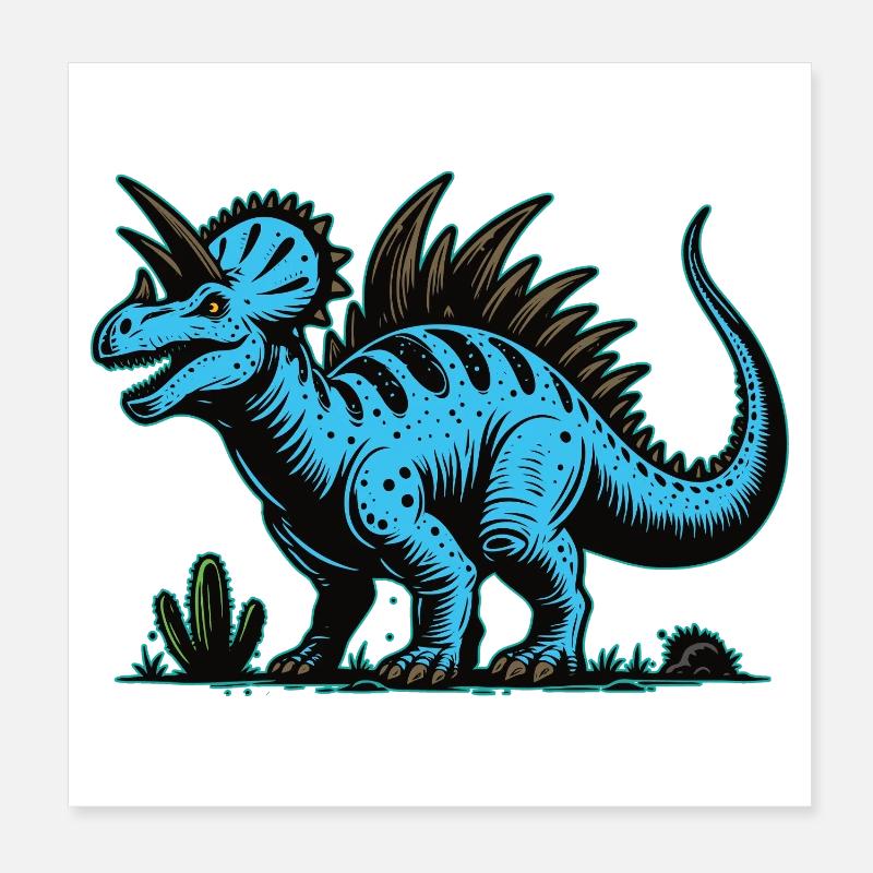 Blauer Mutanten Dinosaurier Design Poster 20x20 cm