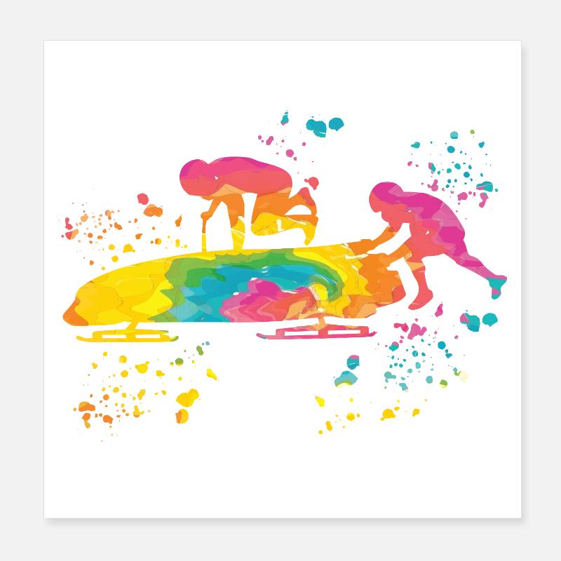 Bobfahrer Bobschlitten Zweierbob Poster 20x20 cm