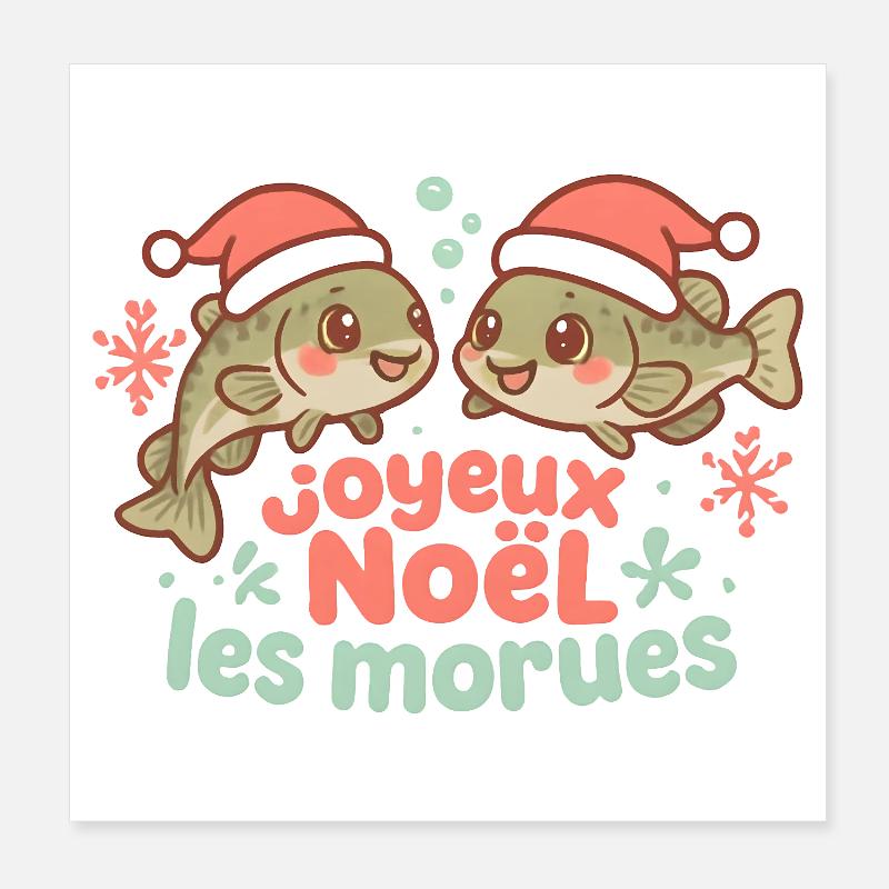 Morues de Noël rigolotes Poster 20 x 20 cm