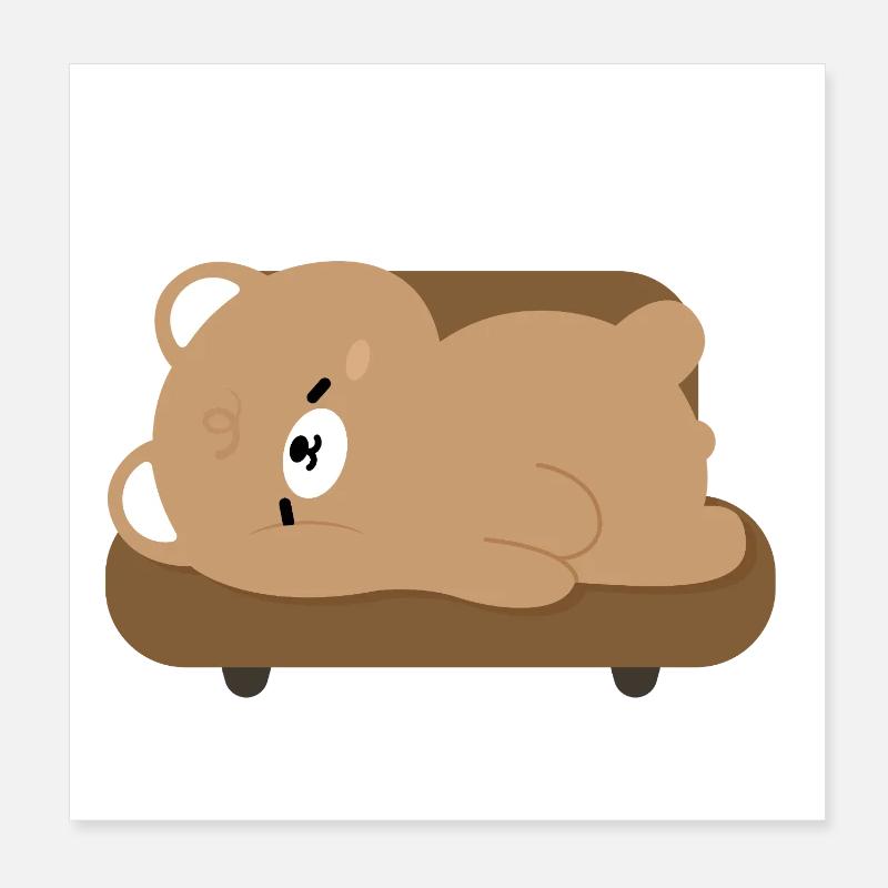 Tired Polar Bear on Sofa Poster 8" x 8" (20x20 cm)