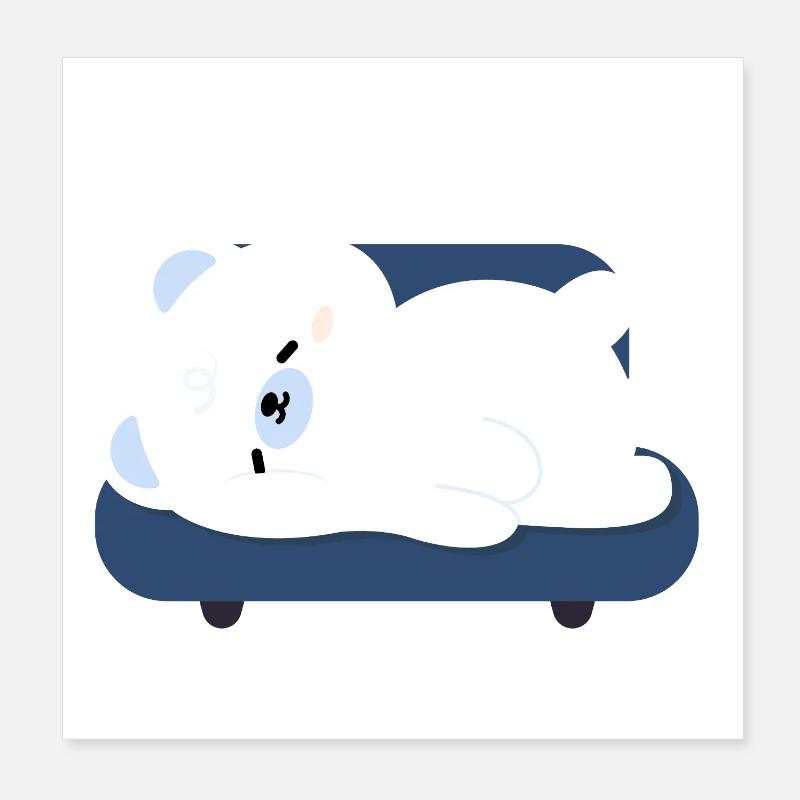Müder Eisbär auf Sofa Poster 20x20 cm