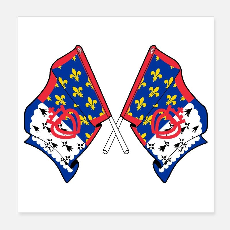 Two Pays de la Loire flags crossed Poster 8" x 8" (20x20 cm)