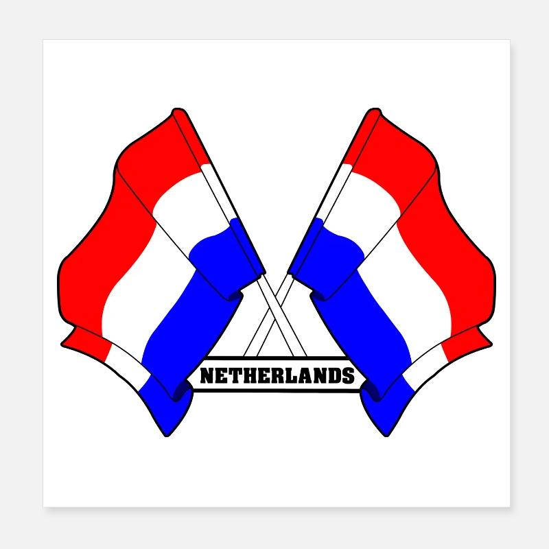 Drapeaux croisés des Pays-Bas Poster 20 x 20 cm