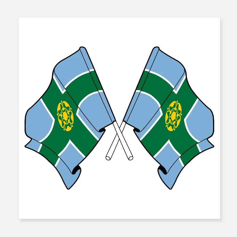 Drapeaux du Derbyshire croisés Poster 20 x 20 cm