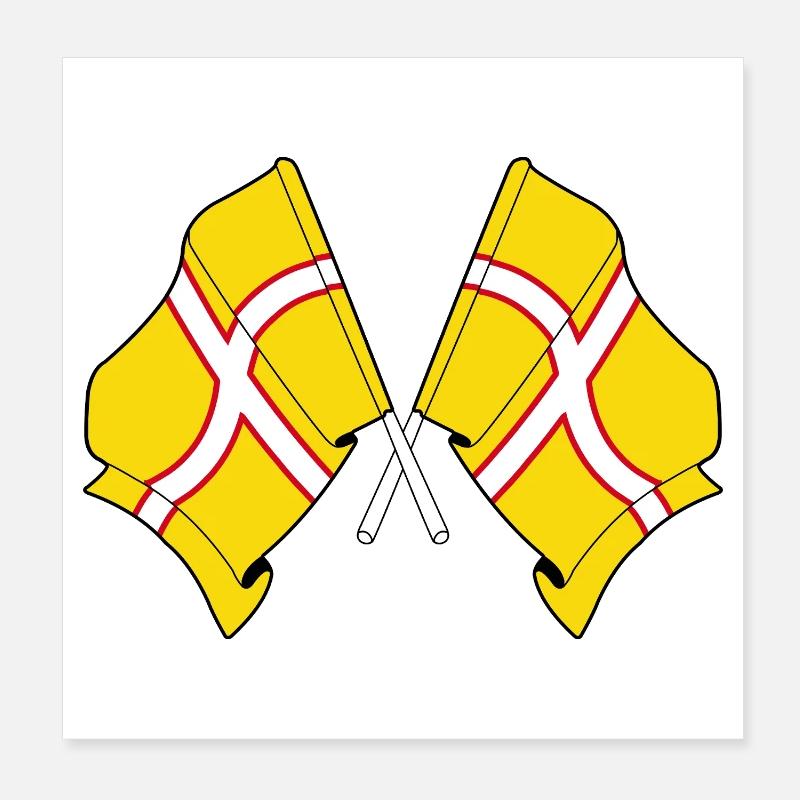 Dorset Crossed Flags Poster 20 x 20 cm