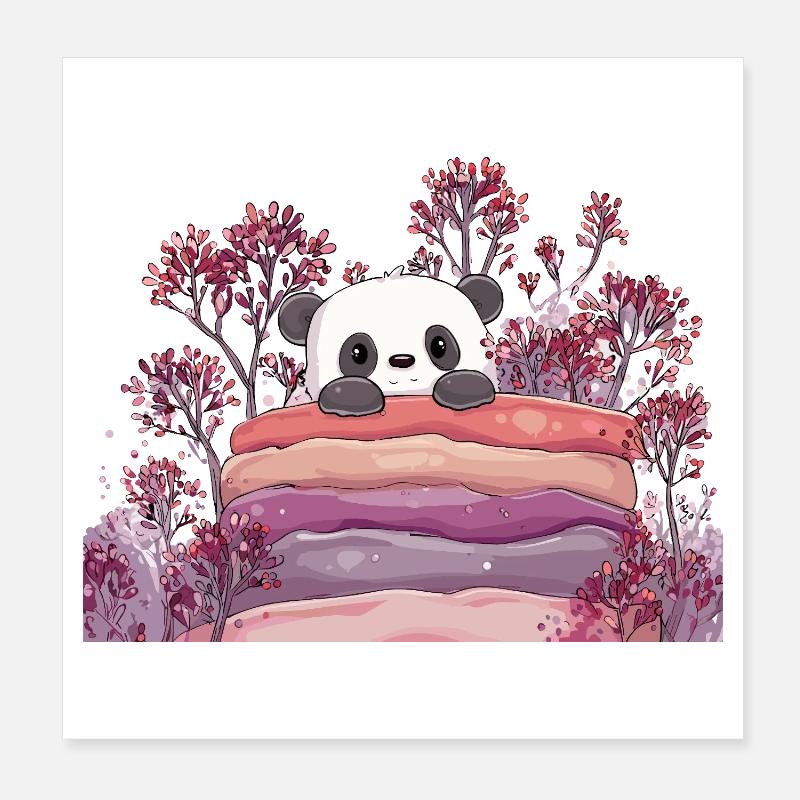 Panda on sweet macaron cake Poster 8" x 8" (20x20 cm)