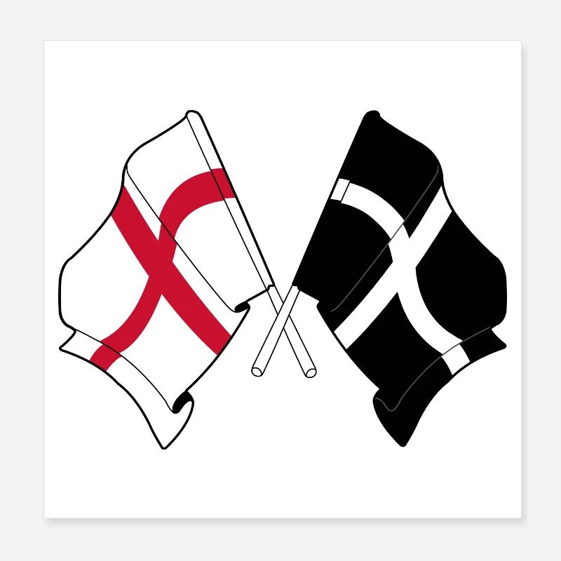 Cornouailles et Angleterre croisés Poster 20 x 20 cm