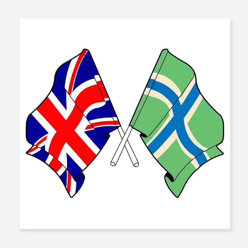 Drapeau du Gloucestershire et de la Grande-Bretagne Poster 20 x 20 cm