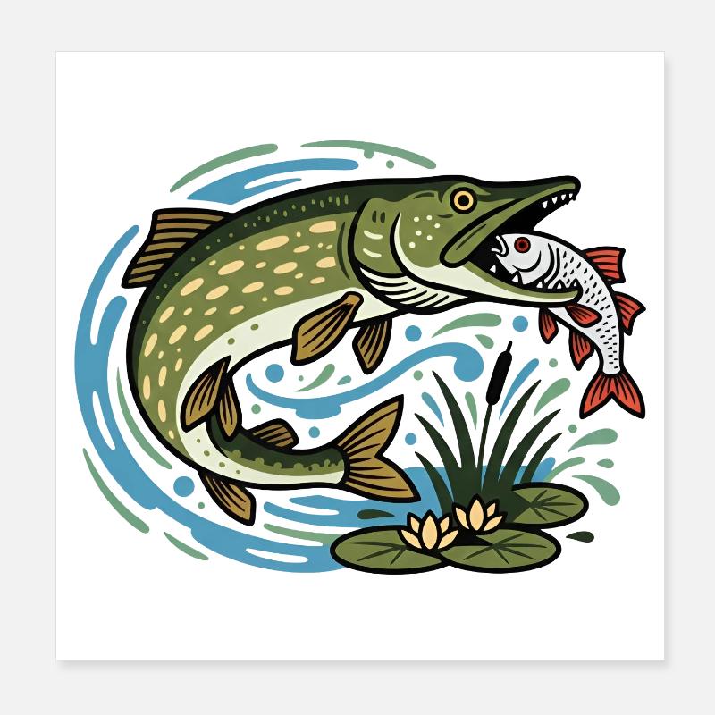 Le brochet attrape le cafard Poster 20 x 20 cm