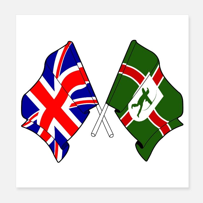 Drapeaux du Nottinghamshire et du Royaume-Uni Poster 20 x 20 cm