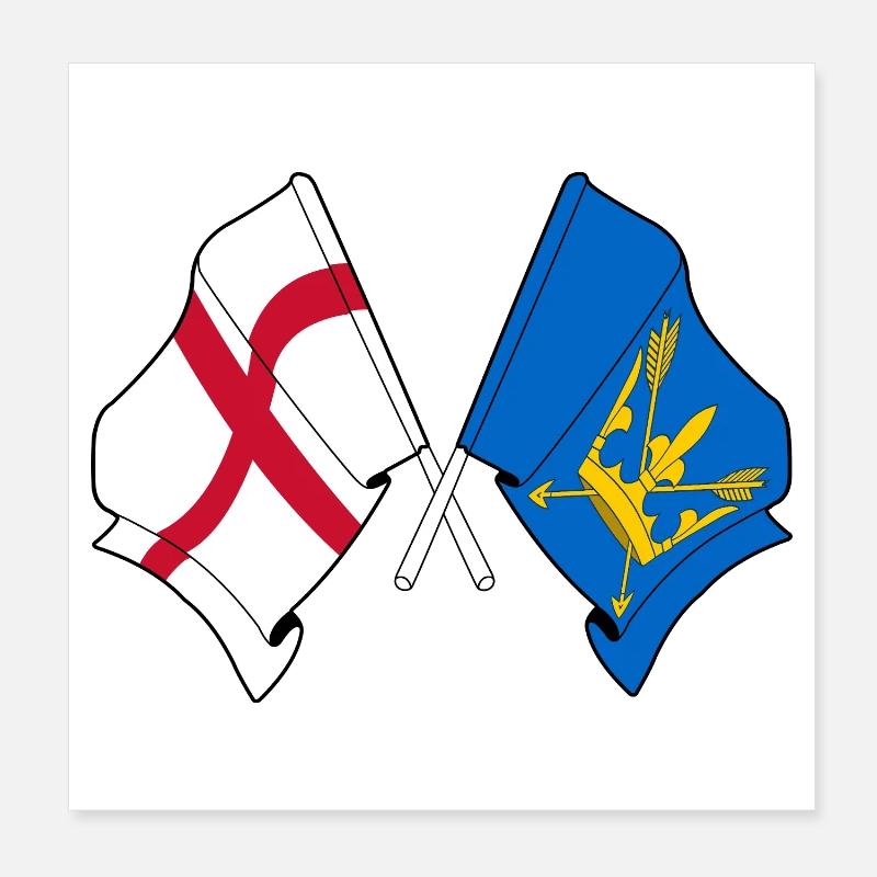 Suffolk & England kreuzte Flaggen Poster 20x20 cm