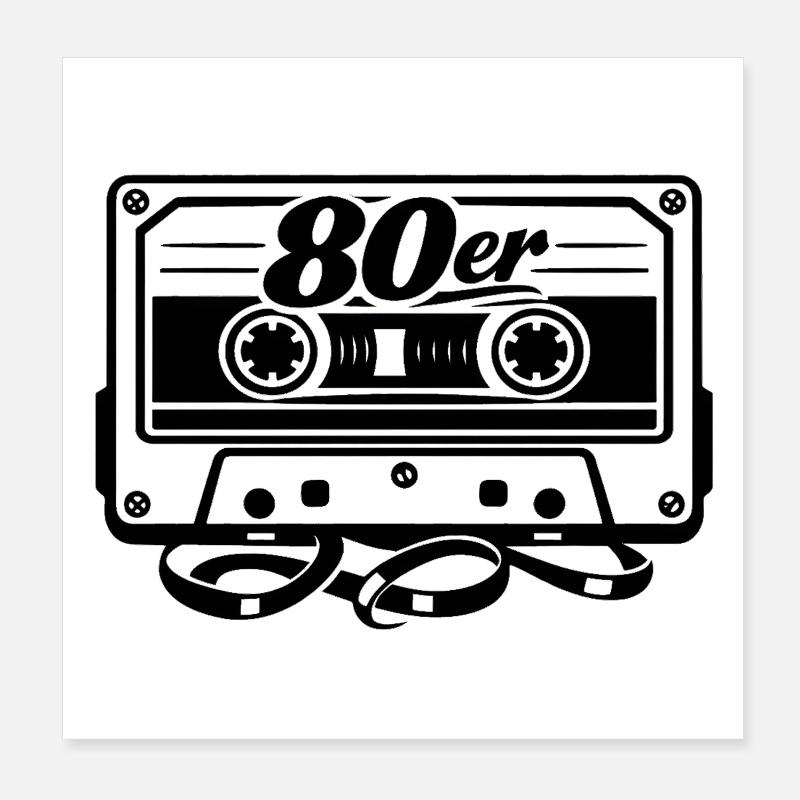 80s Cassette Retro Poster 8" x 8" (20x20 cm)