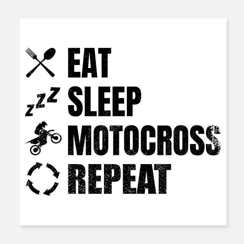 Répéter Eat Sleep Motocross Poster 20 x 20 cm