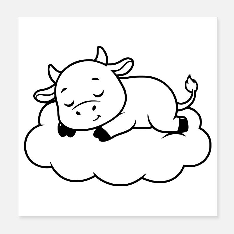 Nuage de Vache endormi Bébé de rêve Poster 20 x 20 cm