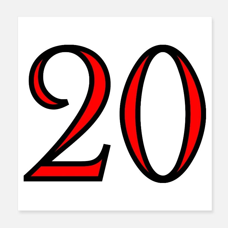 20. 20e ANNIVERSAIRE. ANNIVERSAIRE 20 ANS. 20 ANS. Poster 20 x 20 cm