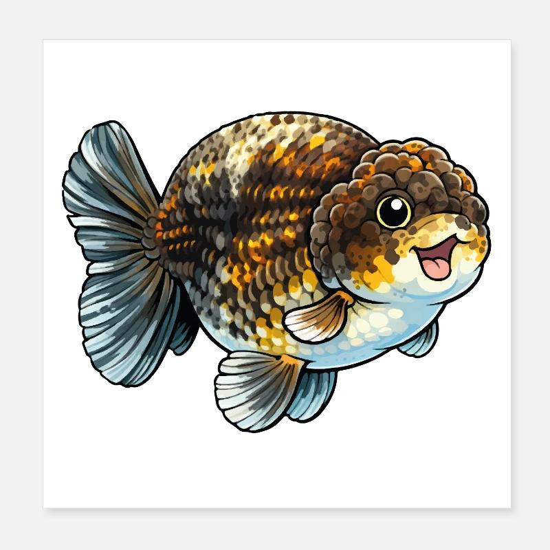 Poisson rouge de Ranchu de qualité rare Poster 20 x 20 cm