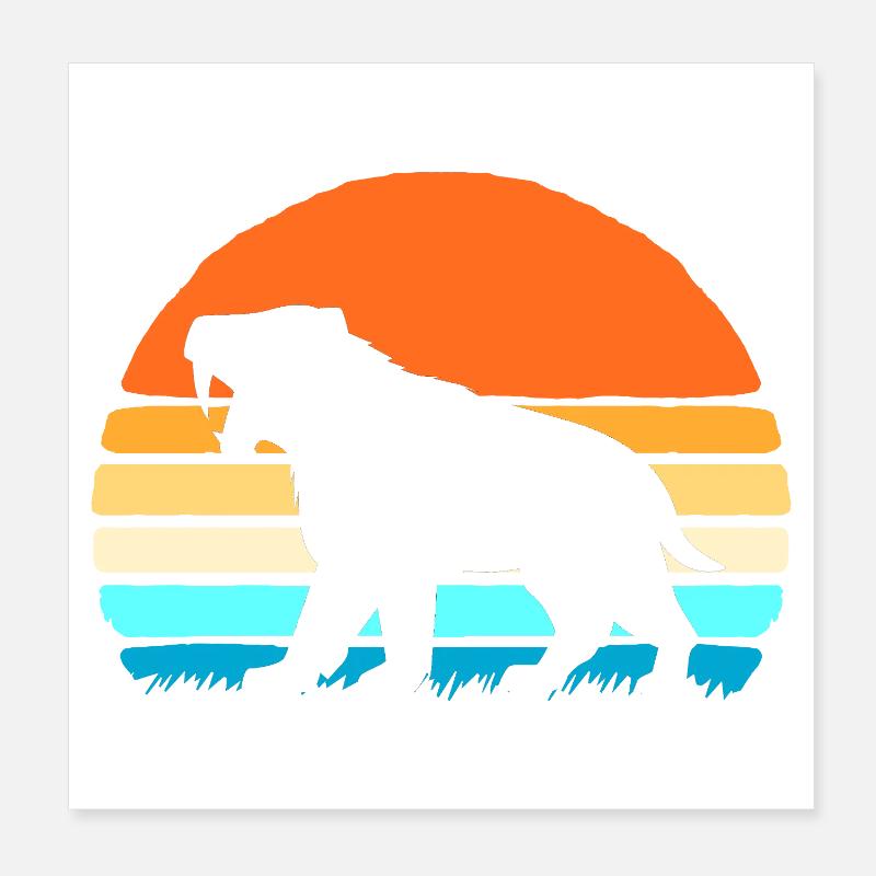 Urzeit Säbelzahntiger Poster 20x20 cm