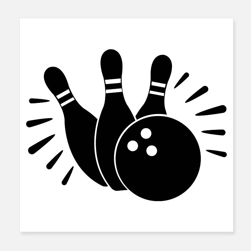 Boule de bowling et quilles Poster 20 x 20 cm