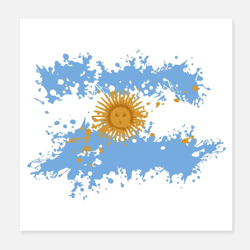 Argentina Flag Splash Poster 8" x 8" (20x20 cm)