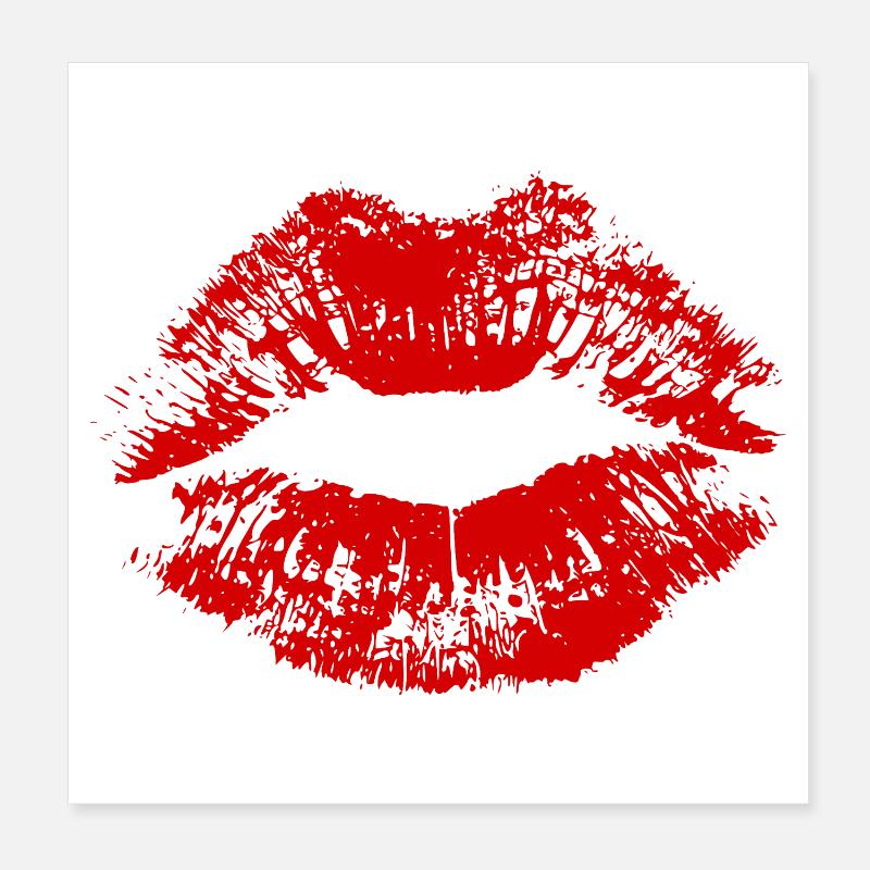 Kissing Lips Lipstick Gift Couples Poster 8" x 8" (20x20 cm)