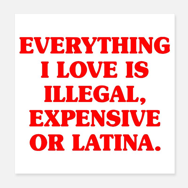Everything I Love Is Illegal Expensive Or Latina Poster 20x20 cm