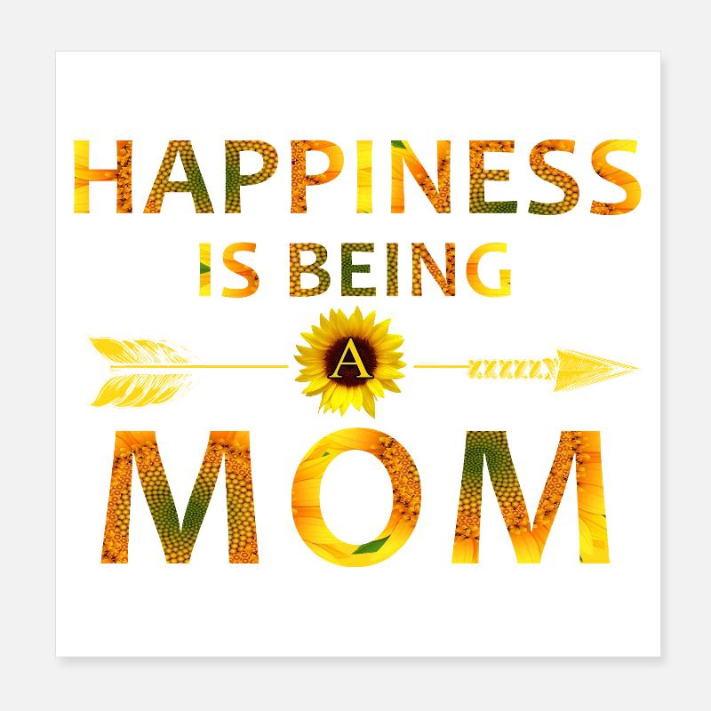 Glück ist, Mutter zu sein – Sonnenblumen-Muttertag Poster 20x20 cm
