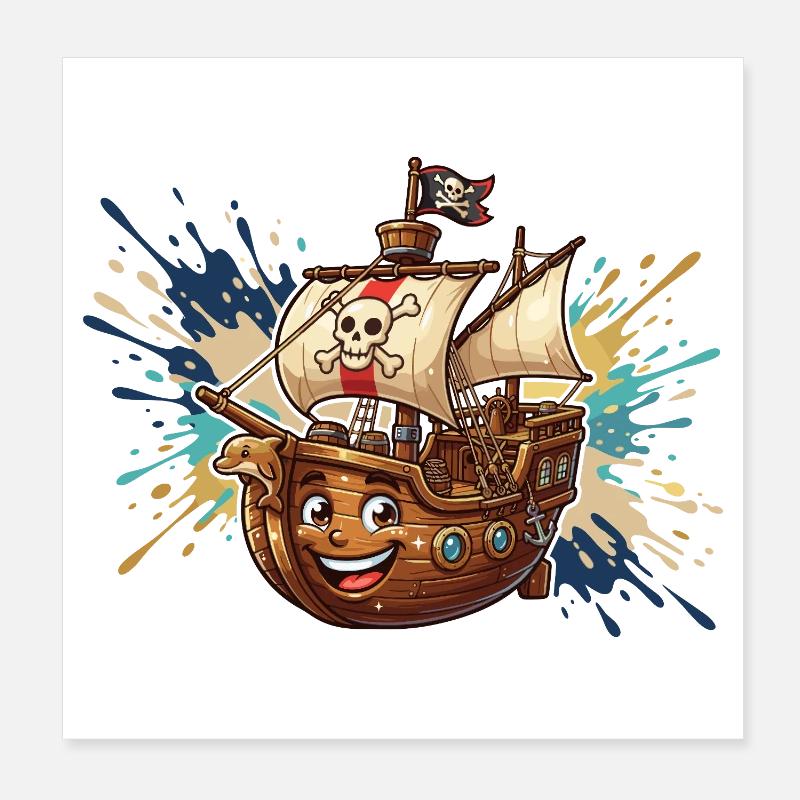 Aventure du navire pirate riant Poster 20 x 20 cm