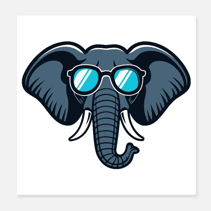 Éléphant lunettes rétro Poster 20 x 20 cm