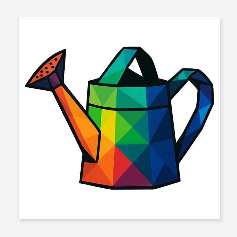 Low-Poly-Geometric Design Gießkanne Poster 20x20 cm