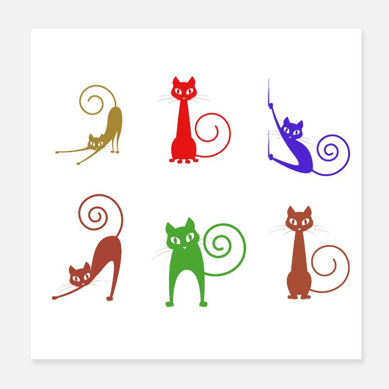 feline - Poster 8" x 8" (20x20 cm) - white
