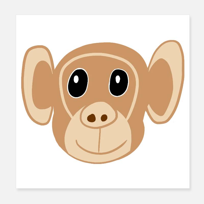 Visage de singe mignon imprimé Singe Monkey Monkey Kids Poster 20 x 20 cm