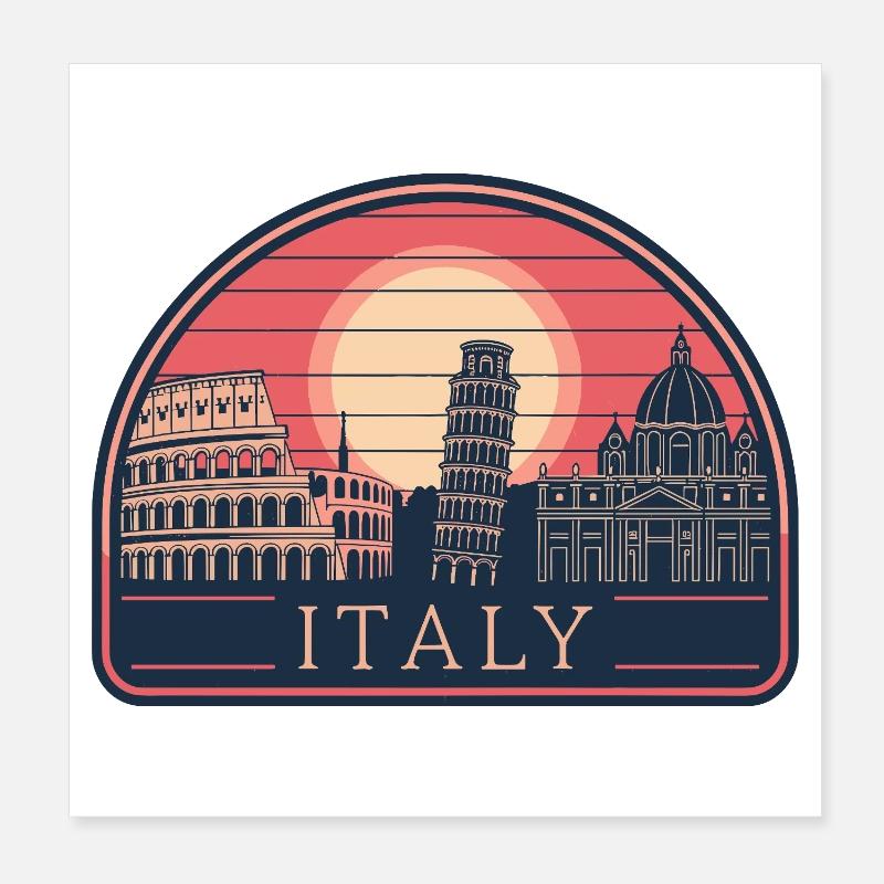 Destinations Italiennes Sunset Art Poster 20 x 20 cm